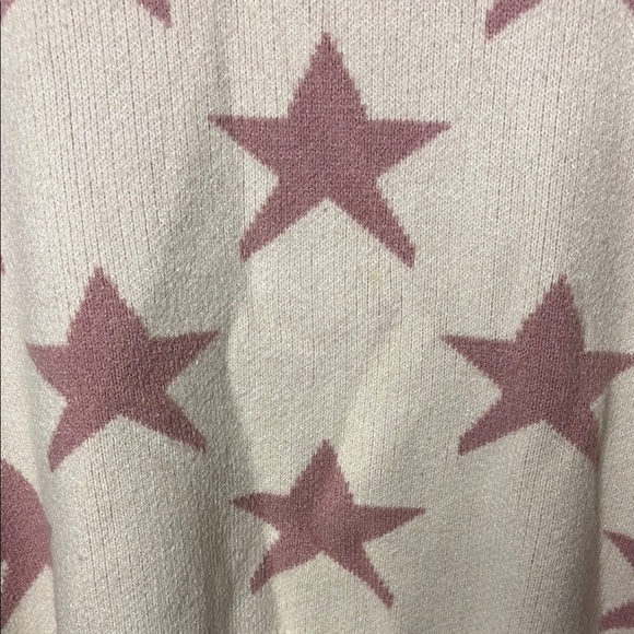 ADORA Cream and Pink Star V-Neck Sweater - Picture 2 of 6